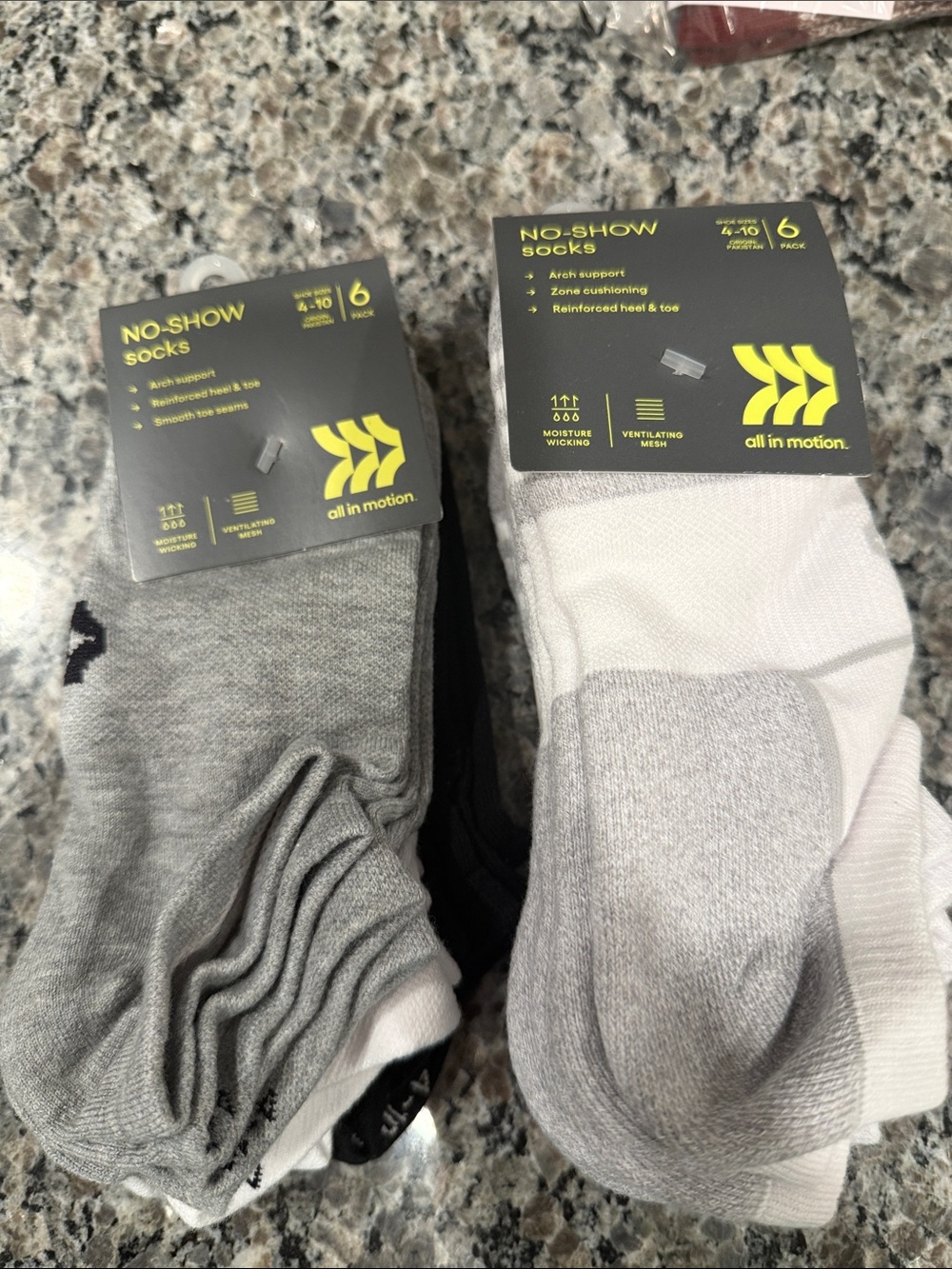 All in motion Women's No-Show Socks - Gray, White & Black (6-Pack)